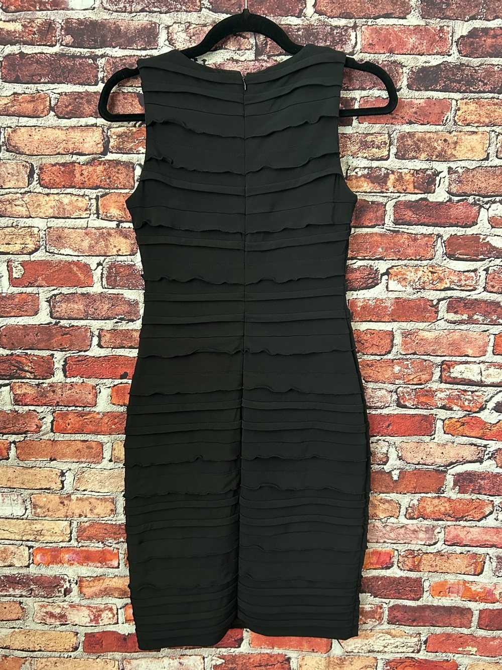 Calvin Klein Black Ruffle Cocktail Dress Size 2 Petite - Picture 2 of 12